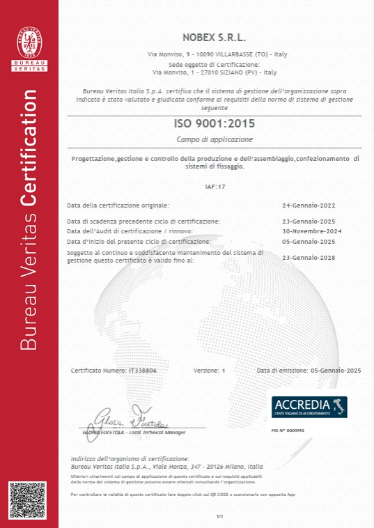 Anteprima Certificato ISO 9001 Italiano